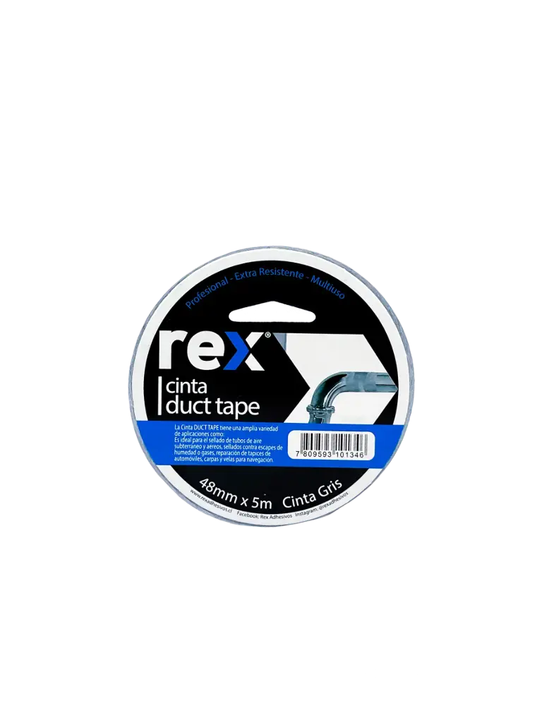 Cinta duct tape gris 48mm 5mts - Rex