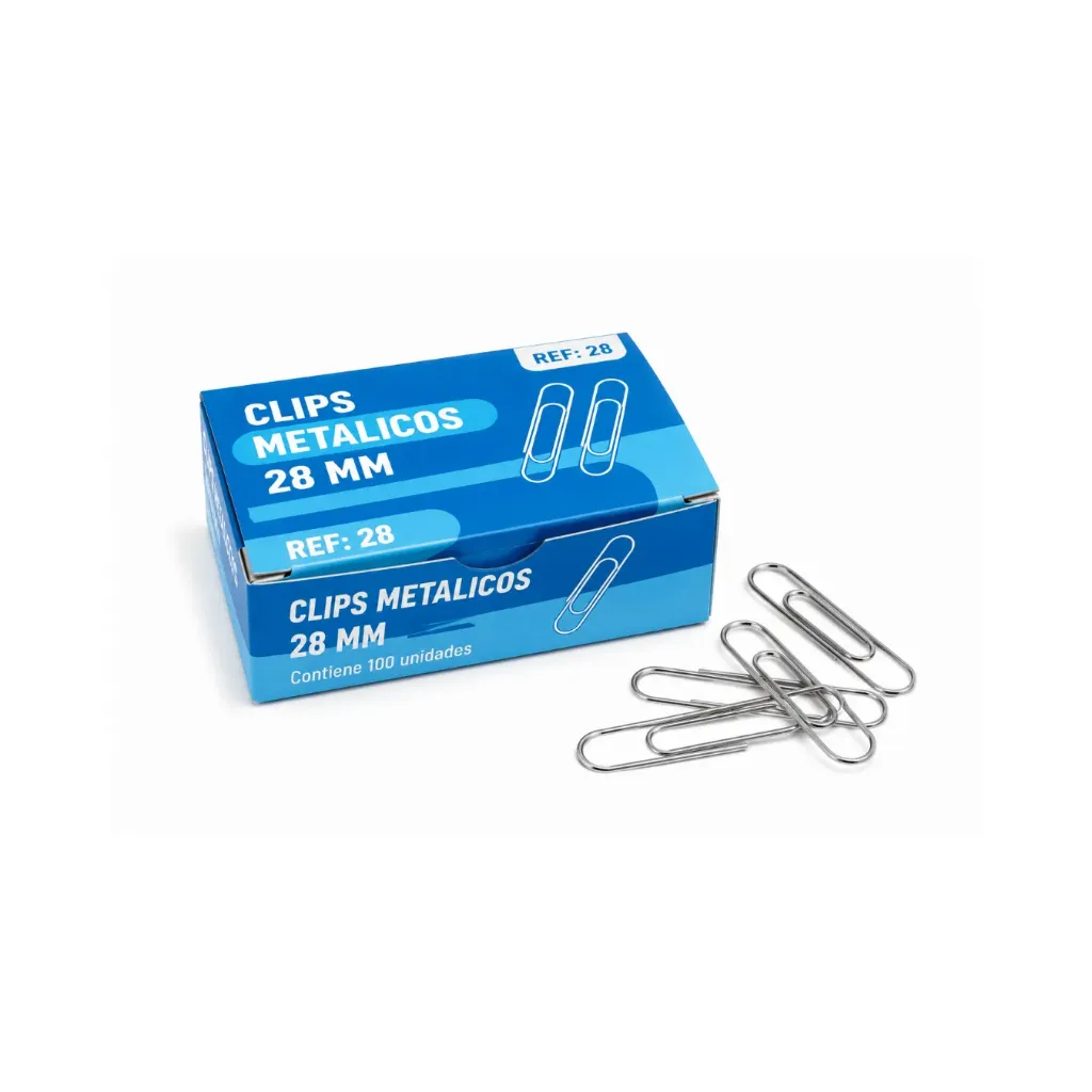 [128] Caja 100 unidades Clips metálicos 28mm - Finger / AA0759