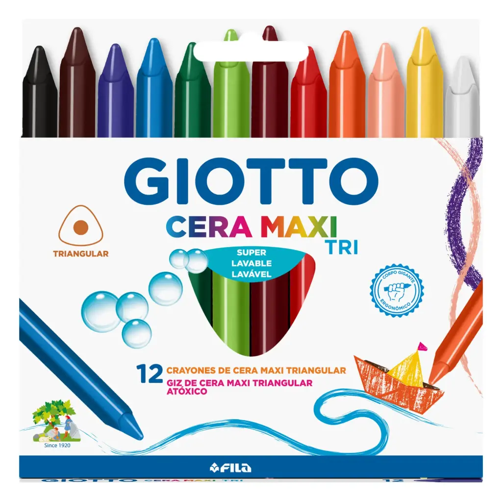 [1282] Lápices cera maxi triangular 12 colores -Giotto
