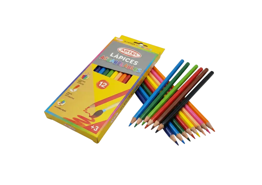 Lapiz color largo acuarelable 12 colores-Artel