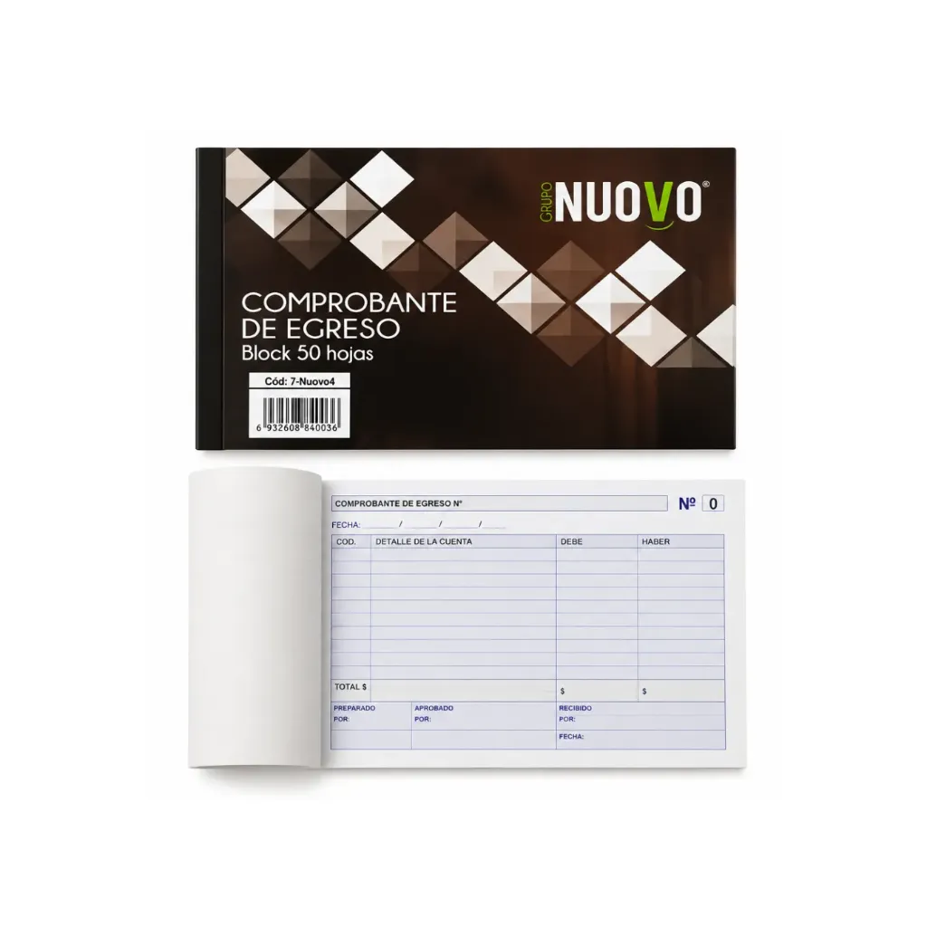 Block formulario comprobante de egreso 50 hojas - Nuovo