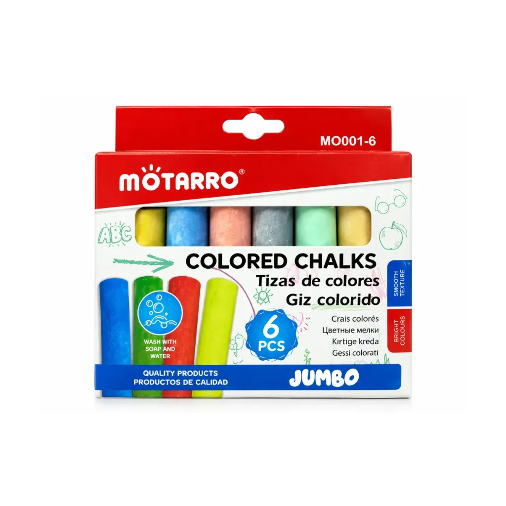 [1844] TIZA COLOR JUMBO BOX 6 UN ANTIPOLVO MO001-6 MOTARRO