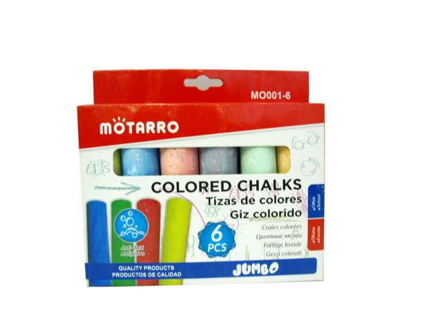 [1844] TIZA COLOR JUMBO BOX 6 UN ANTIPOLVO MO001-6 MOTARRO