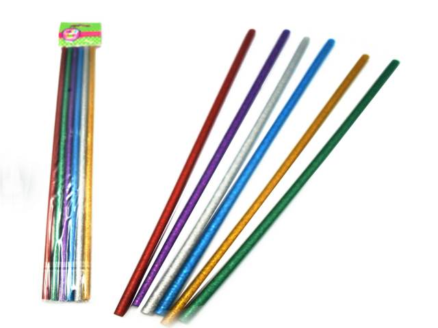 SILICONA BARRA DELGADA GLITER 30 CM SURTIDA X 6