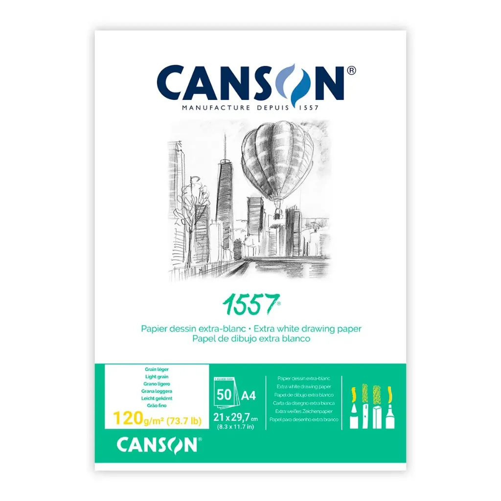 [2370] BLOCK GRANO FINO 120G A4 50 hojas BLANCO - Canson