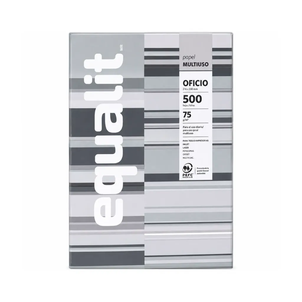 [348] Resma 500 hojas Papel fotocopia alcalino blanco tamaño oficio - Equalit