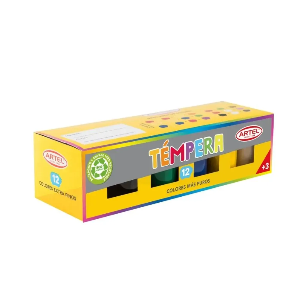 Témpera 12 colores Frascos 15ml- Artel