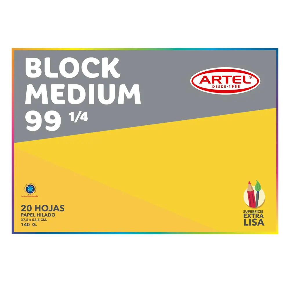 [61] Block dibujo 99 1/4 doble faz 20 hojas - Artel