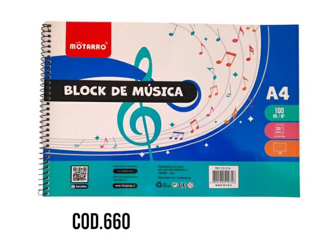 CUADERNILL MÚSICA PAUTA ENTERA 20 HJ 21.5X31.5