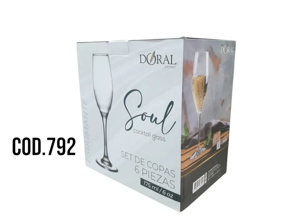 Menaje 6 copa de Vidrio Soul Espumante 175ml-Doral