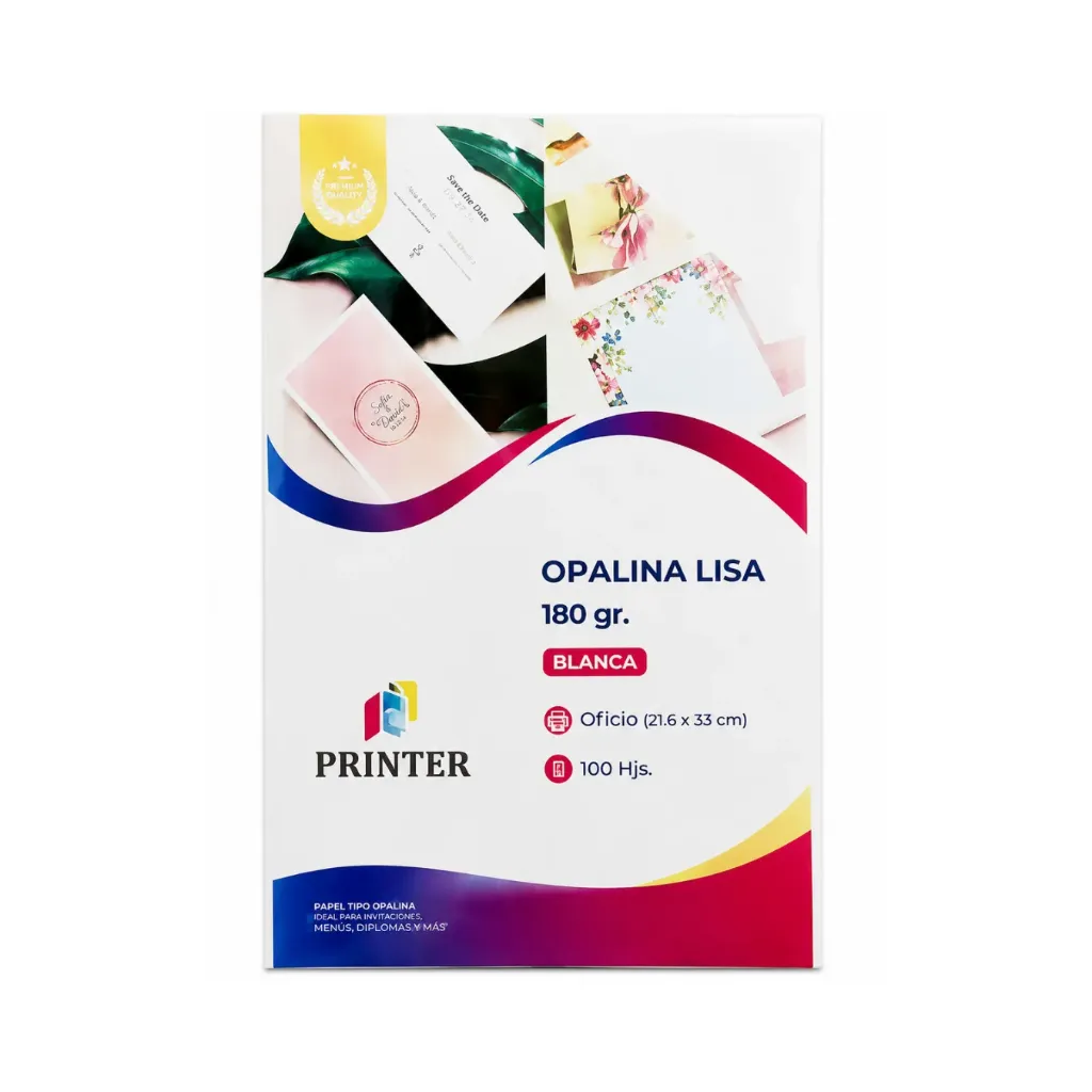 [83] Pack 100 unidades Opalina lisa blanca tamaño oficio 180 gramos - Aladdin