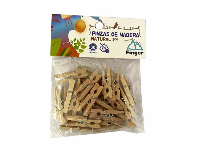 Perrito de madera natural 3cm 30 unidades - Finger / AA3184