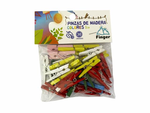 Perrito de madera colores 3cm 30 unidades - Finger  / AA3185