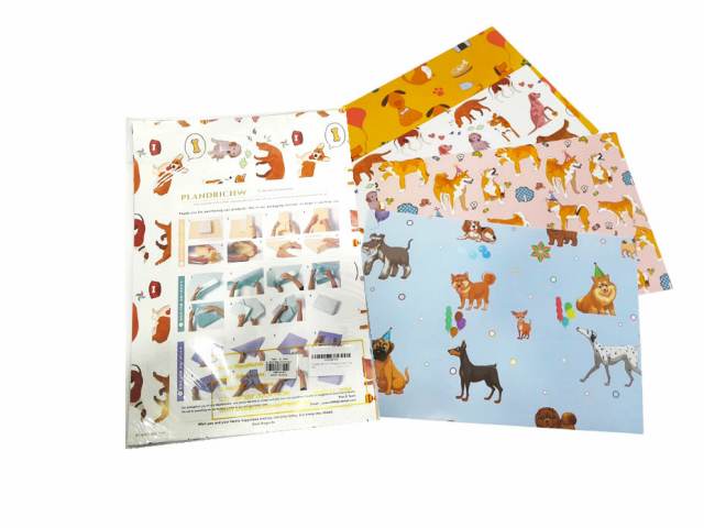 Papel regalo perros 52x74cm 12 unidades AA6250 - Finger