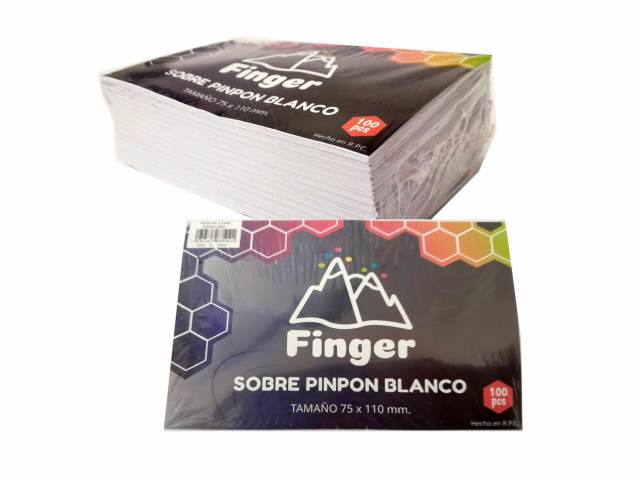Pack 100 uds Sobre pin pon blanco 7.5x11cm - Finger