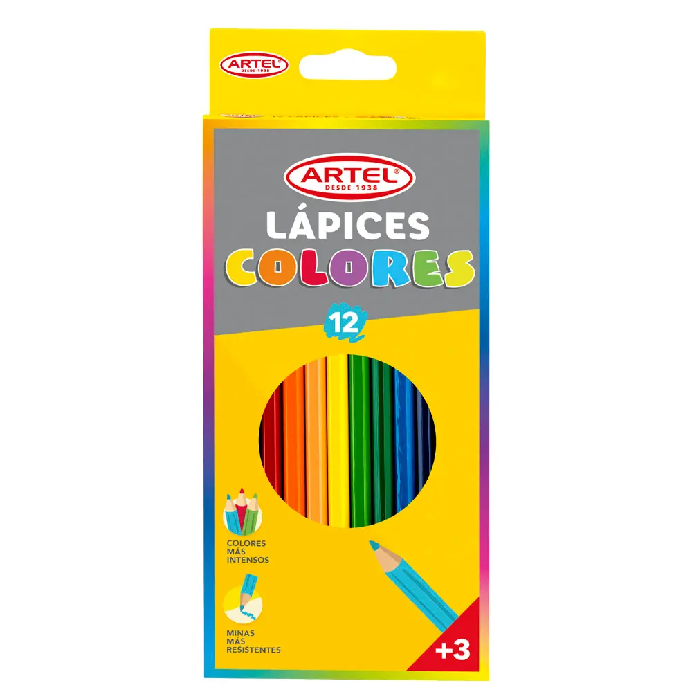 Lápiz 12 colores hexagonal - Artel