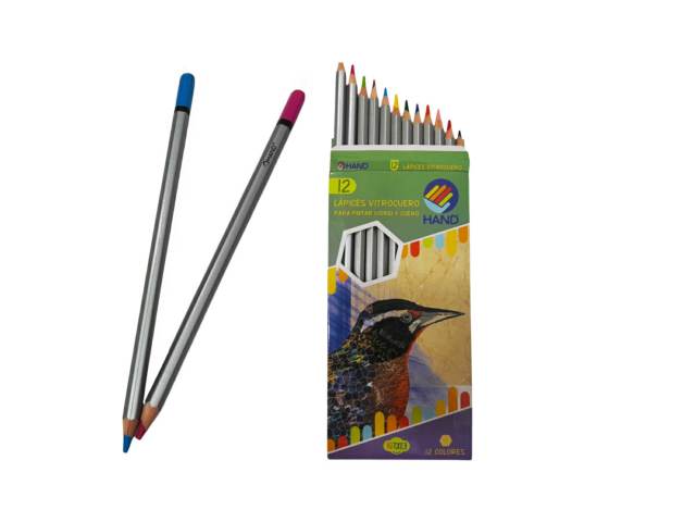 LÁPIZ 12 COLORES PARA VIDRIO Y CUERO HEXAG - Hand