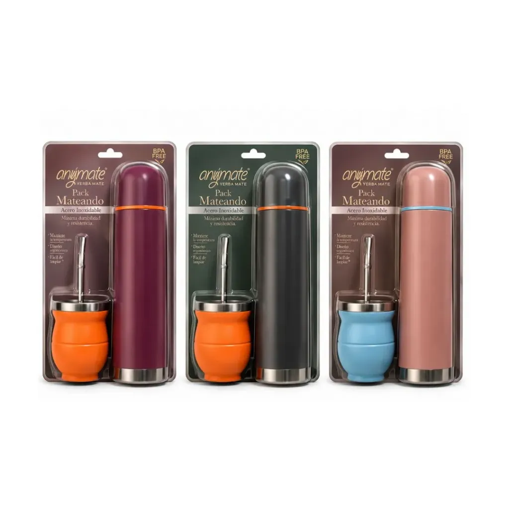 [2531] MATE METALICO CON BOMBILLA + TERMO BALA 0.5 LTR 12295