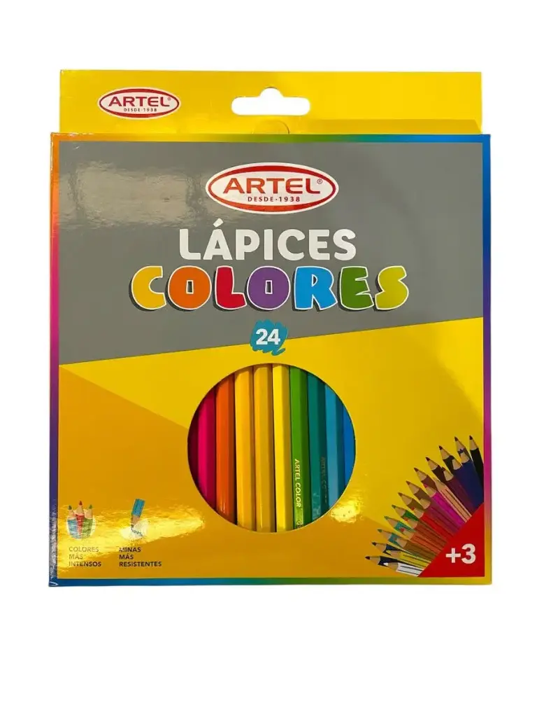 Lápiz color largo 24 madera hexagonal - Artel
