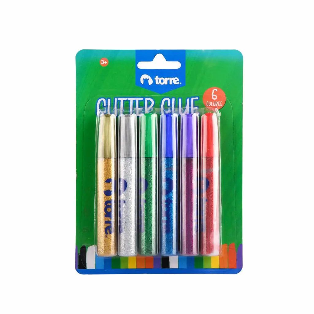 [2948] Glitter glue escarcha engomada 6 colores - Torre