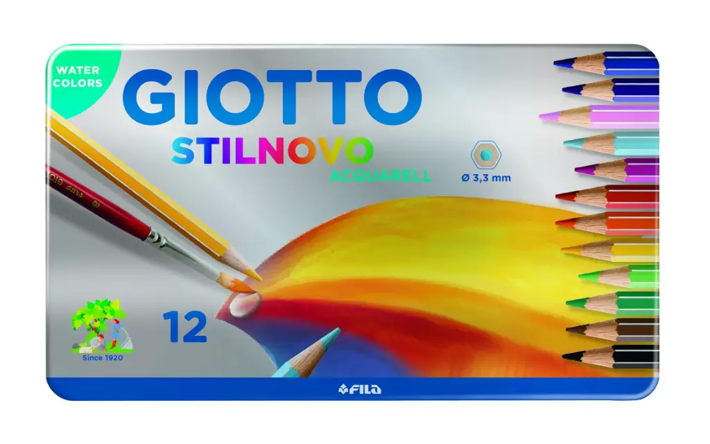 [2969] Lápices stilnovo acuarelable lata 12 colores - Giotto