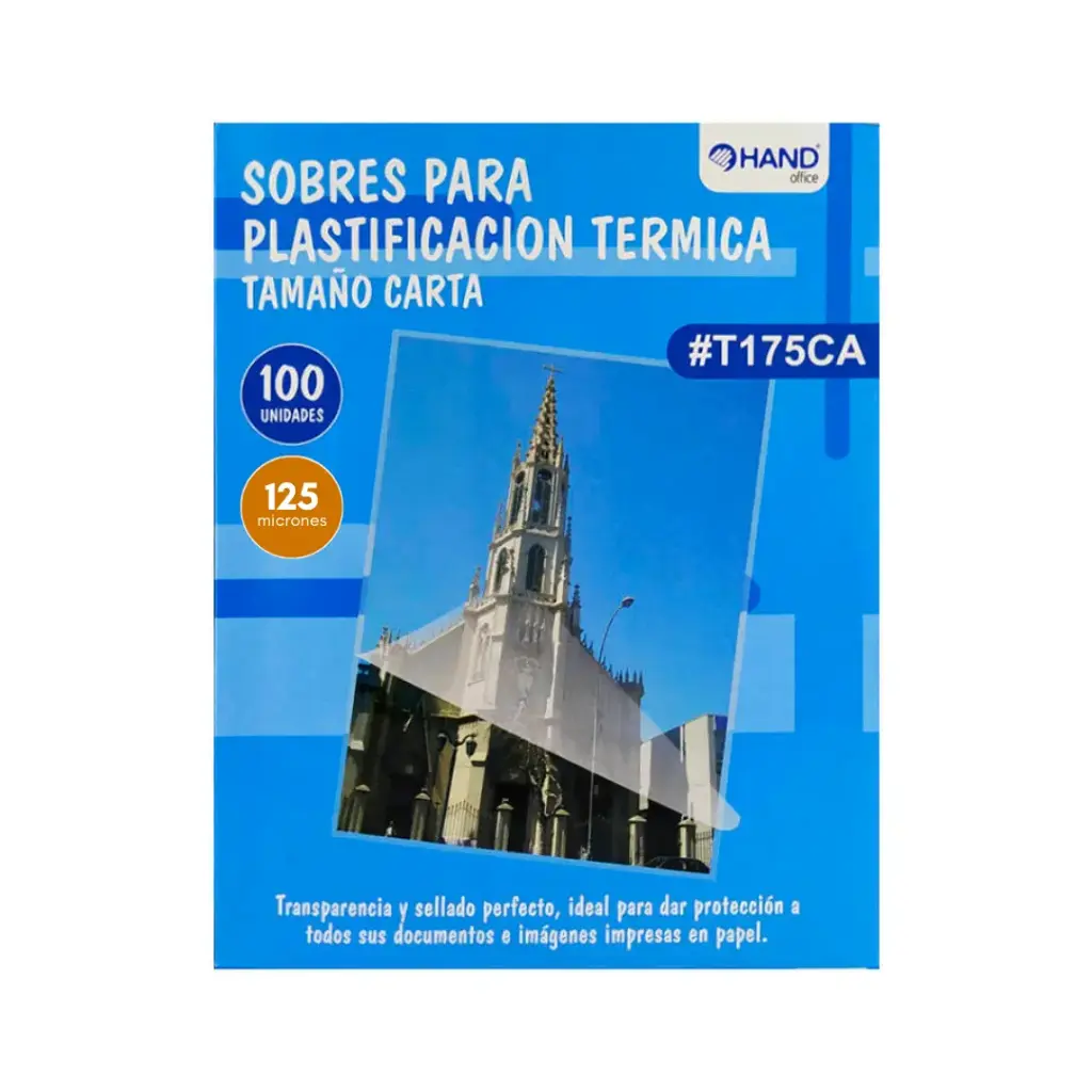 [3723] Lámina termolaminada 125 micrones tamaño carta 100 unidades - Hand