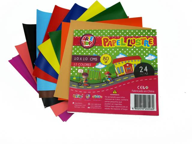 PAPEL LUSTRE FAJA COUCHE 24 H 10X10 CM 12 COLORES