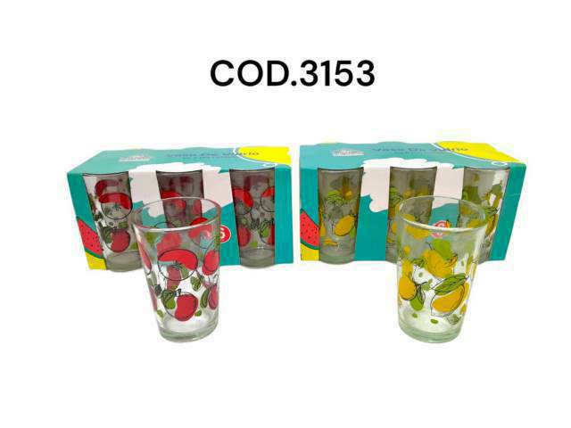 [3153] MENAJE VASO X 6 ESTAMPADO 188 ML 6854-6855