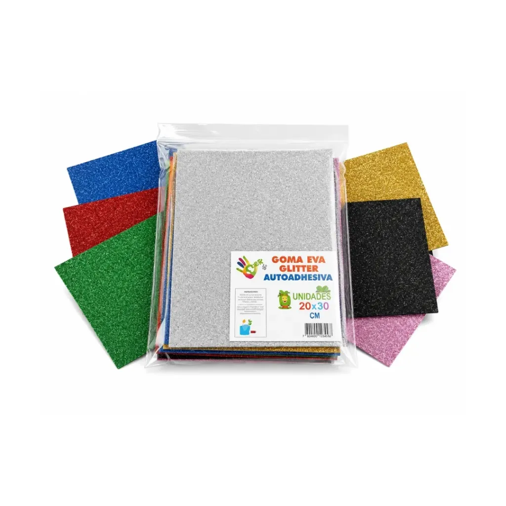 [3635] Goma eva glitter adhesiva 20x30cm multicolor - Finger
