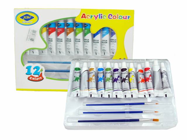 Set acrilicos tubo 12 colores c/accesorios AA0611 - Finger