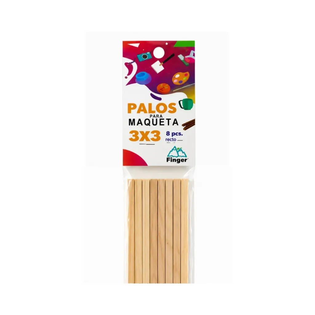 Palos maqueta 3x3mm rectangular 8 unidades -1 - Finger / AA3639