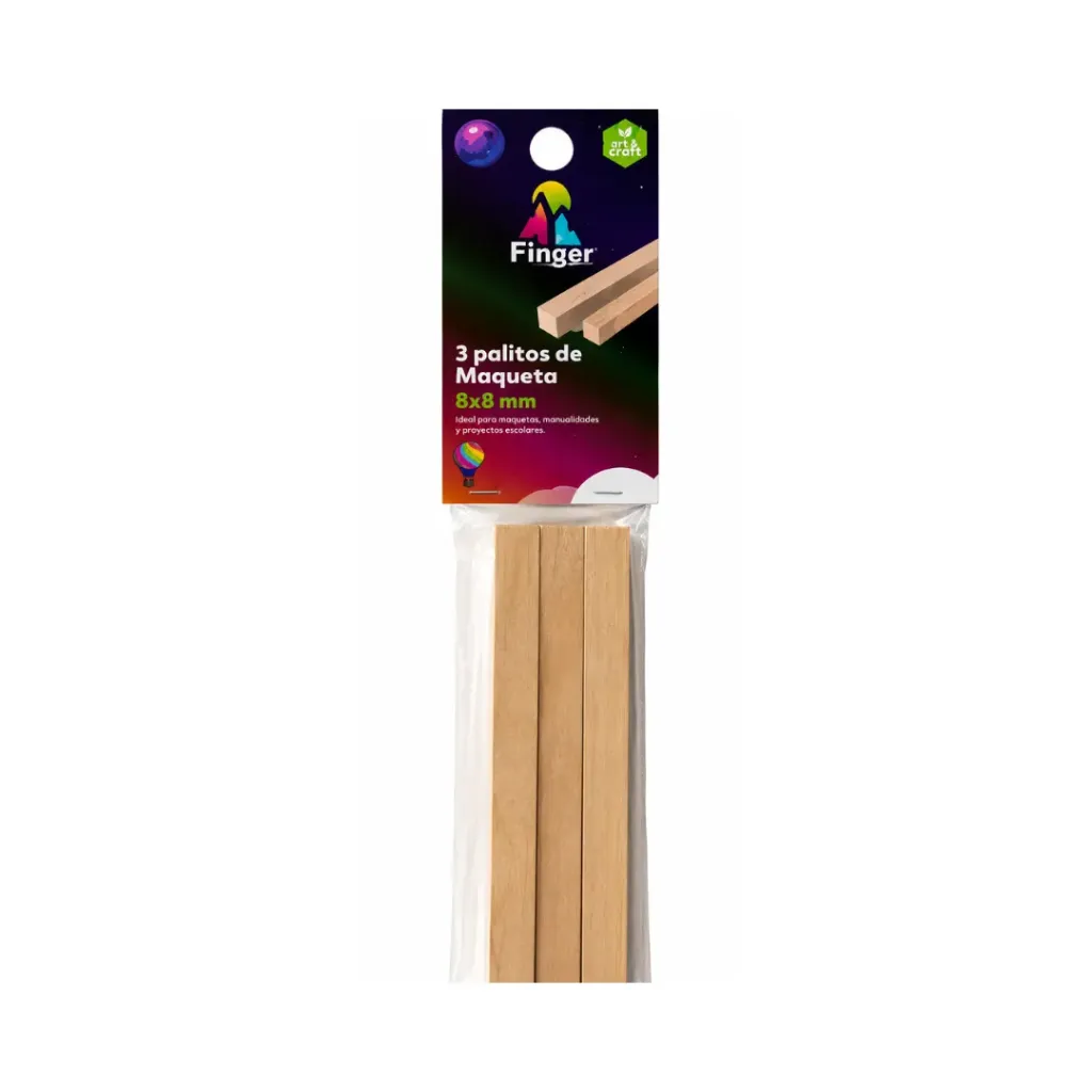 [3869] Palos maqueta 8x8mm rectangular 3 unidades AA4307 - Finger