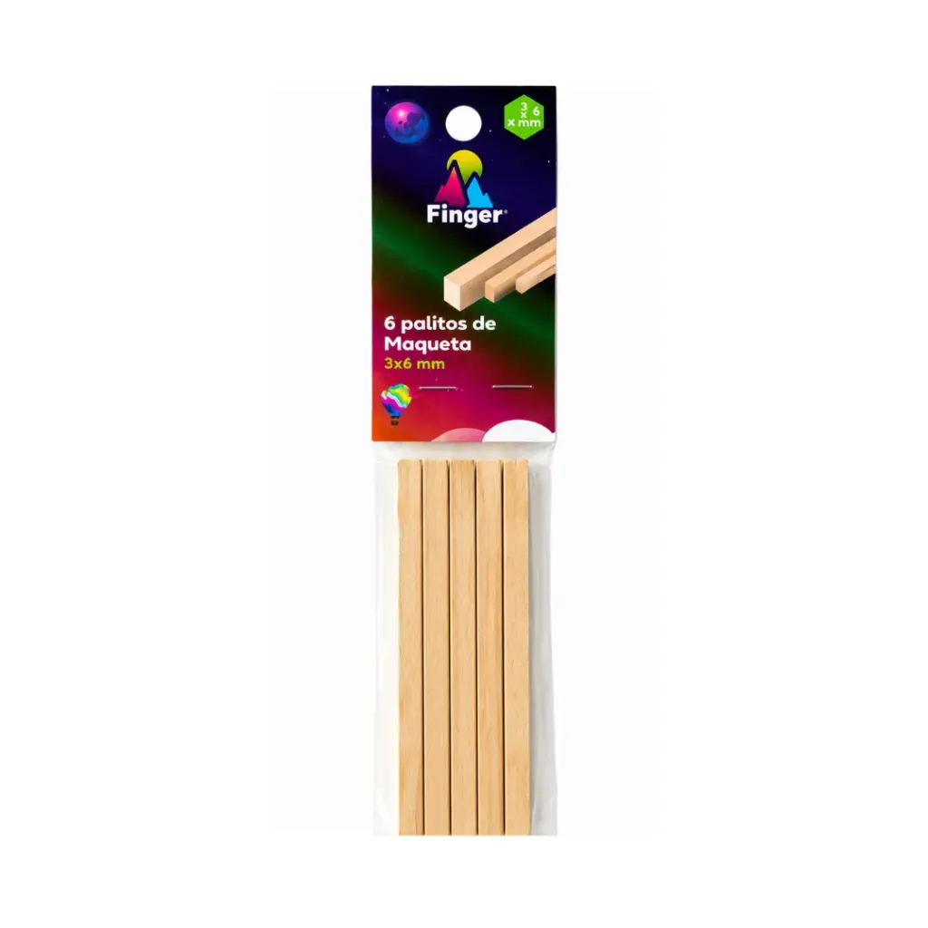 Palos maqueta 3x6mm rectangular 6 unidades - Finger / AA4304