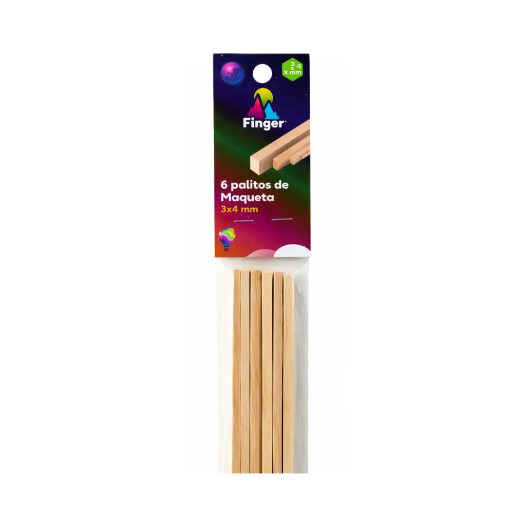 Palos maqueta 3x4mm rectangular 6 unidades - Finger / AA4303