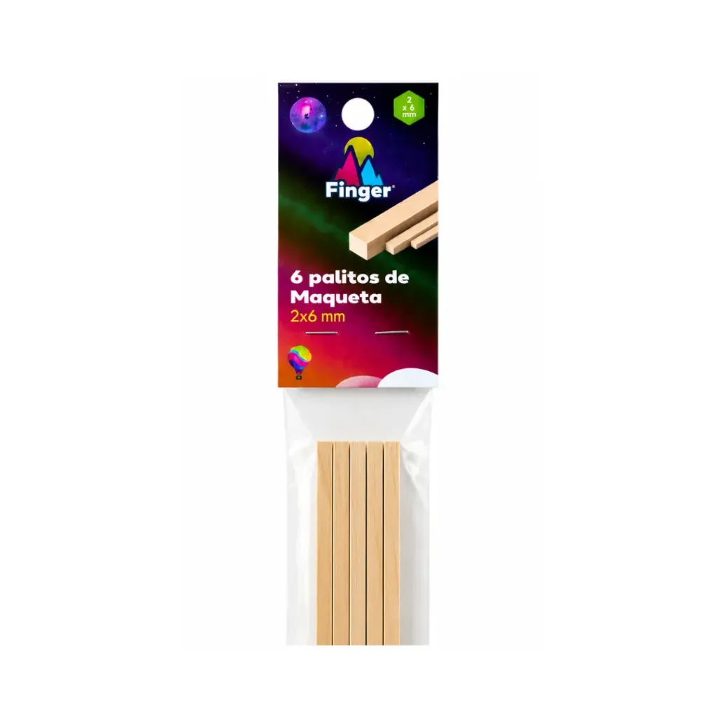 [3881] Palos maqueta 2x6mm rectangular 6 unidades AA4301 - Finger