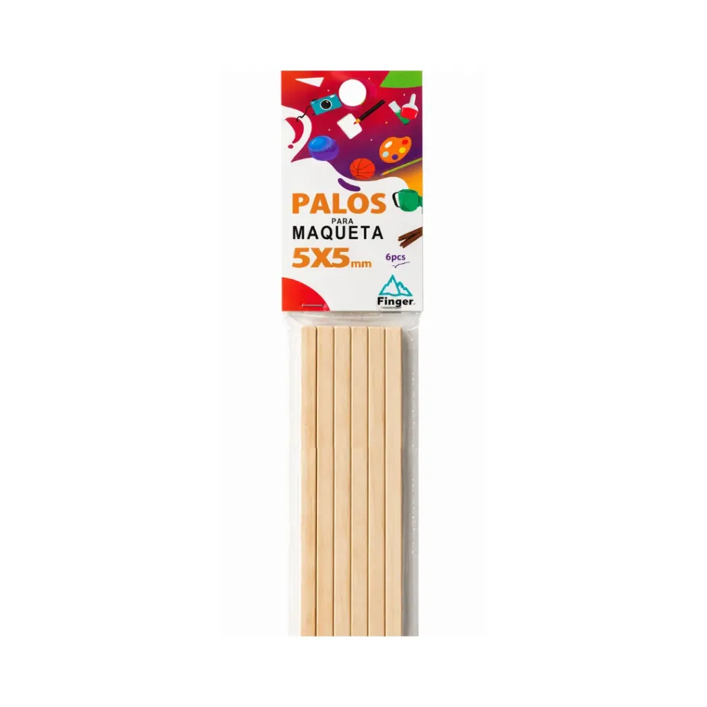 Palos maqueta 5x5mm rectangular 6 unidades - Finger / AA3639-3