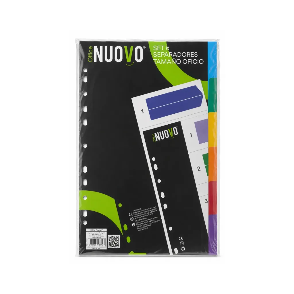 Separador archivo vinílico oficio 6 Div-Nuovo