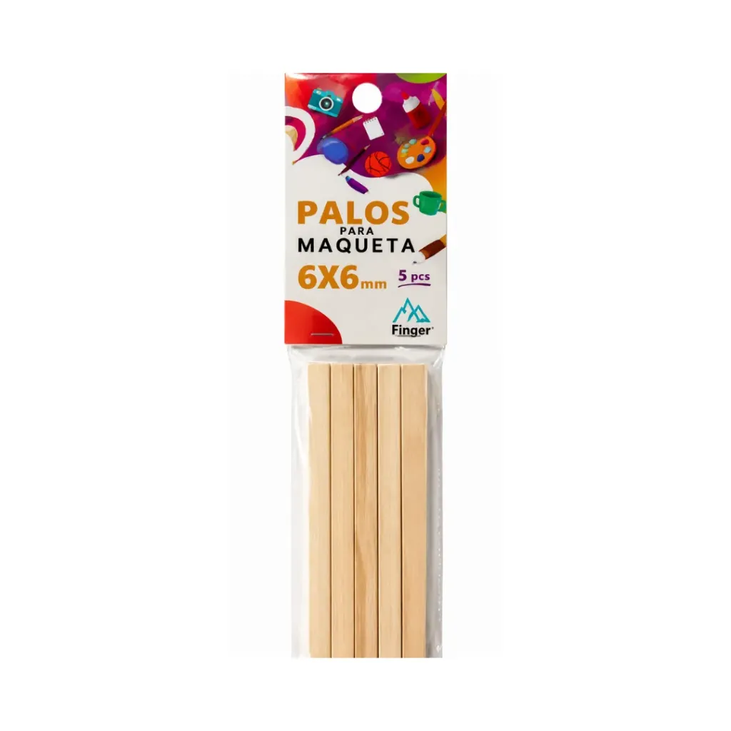 Palos maqueta 6x6mm rectangular 5 unidades - Finger / AA3639 - 4