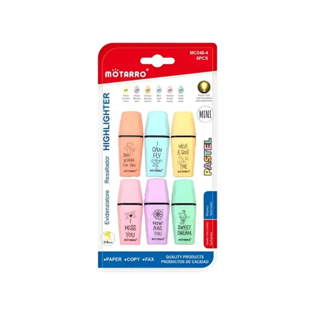 [4005] DESTACADOR MOTARRO MINI PASTEL SET 6 MC048-4