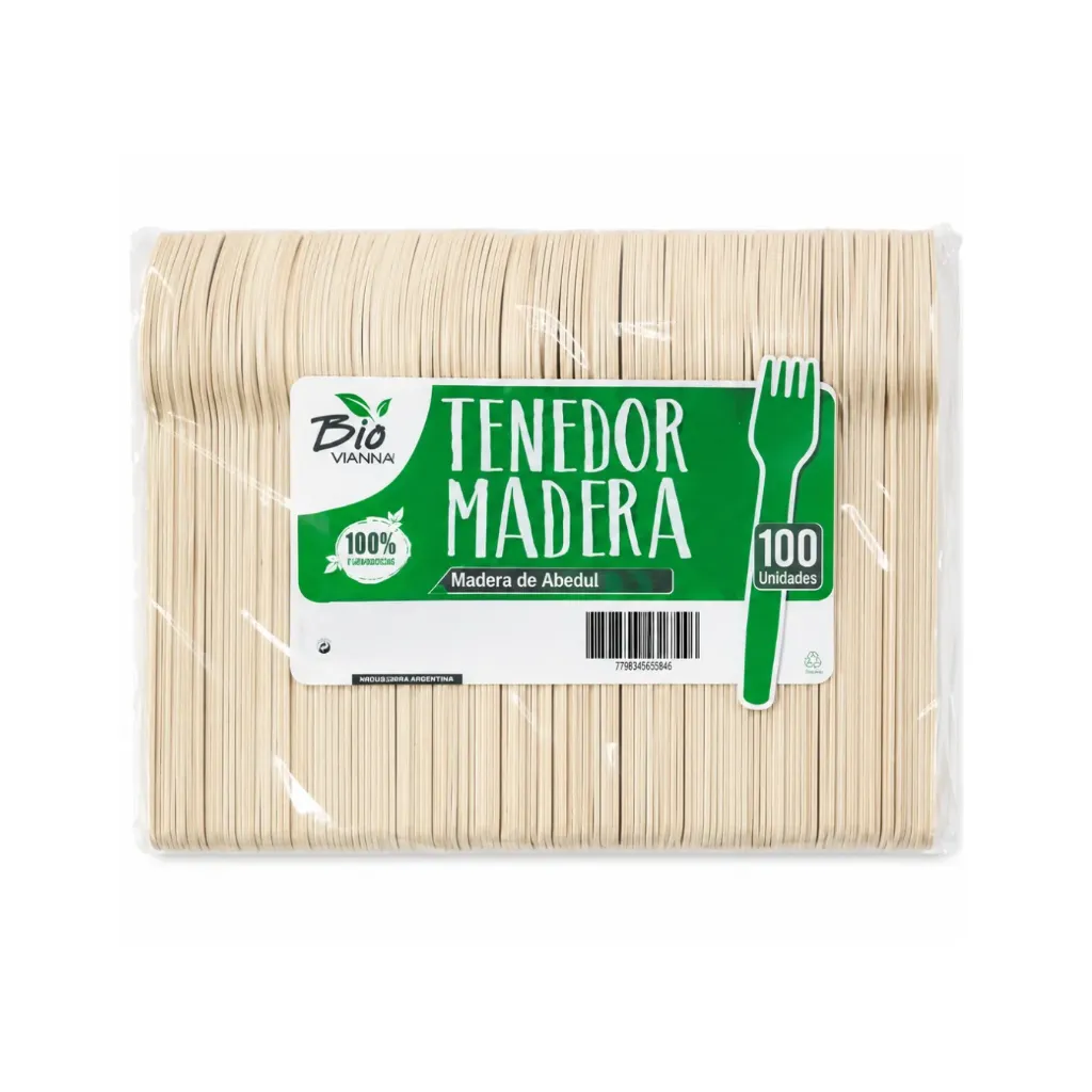 [4010] COCTAIL TENEDOR BIO MADERA X100 UND