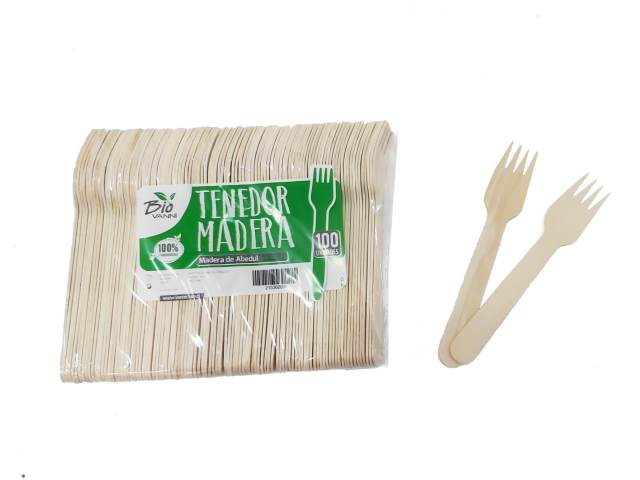 COCTAIL TENEDOR BIO MADERA X100 UND