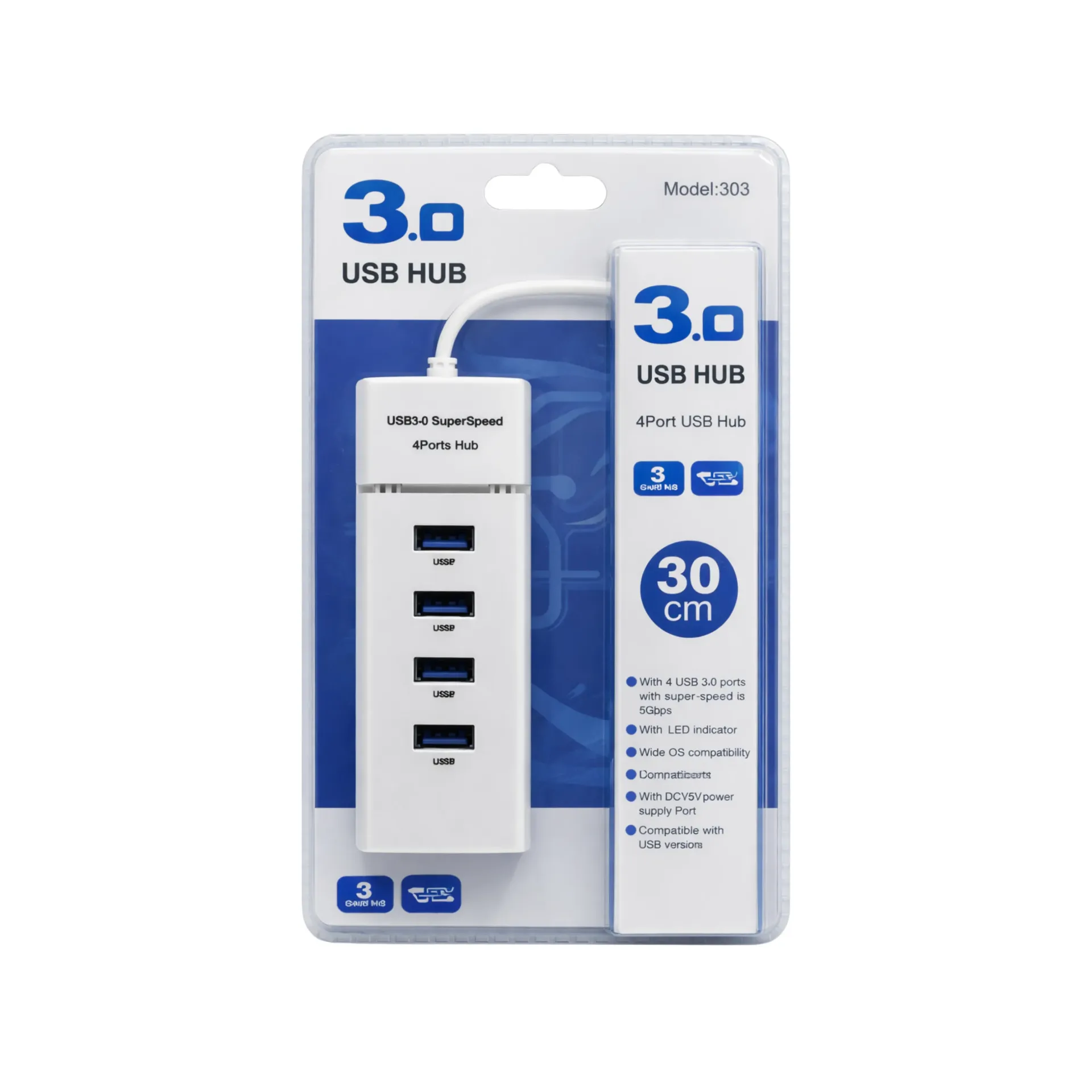 PUERTOS USB 3.0 HUB X 4 TERMINAL 2437 CABLE 30 CM