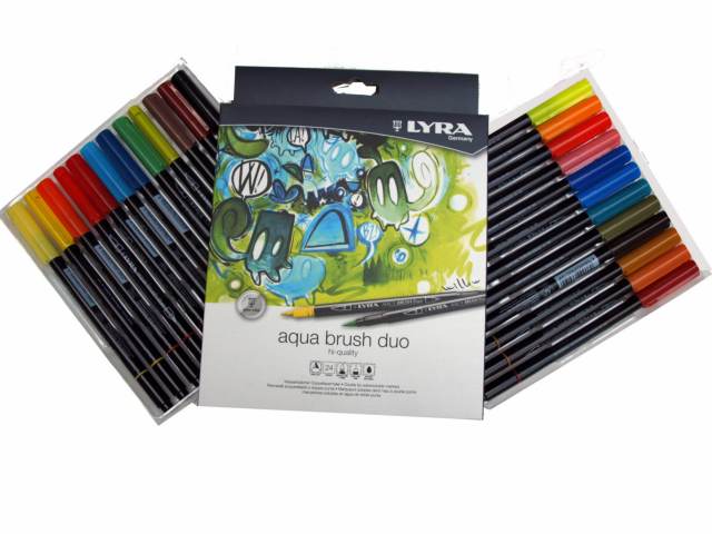 Lápices aqua brush duo punta pincel 24 colores - Lyra