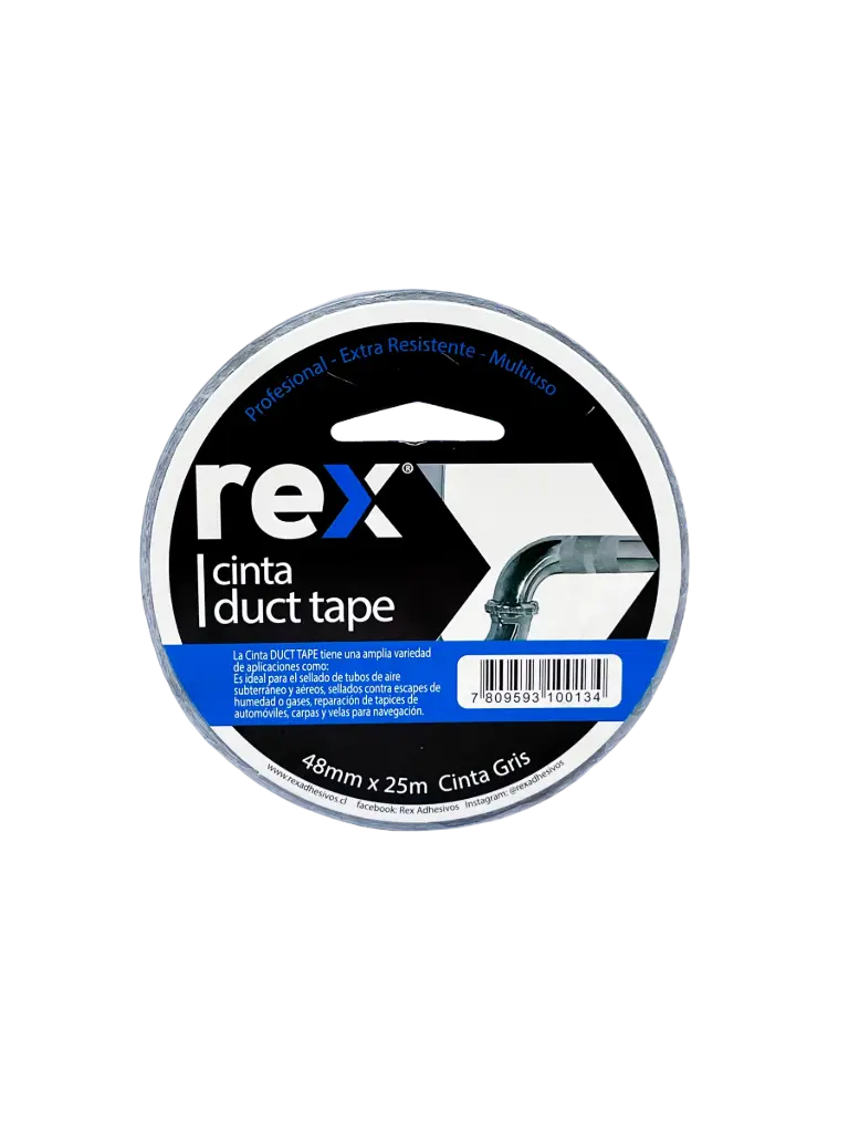 Cinta duct tape gris 48mm 25mts 30452 - Rex