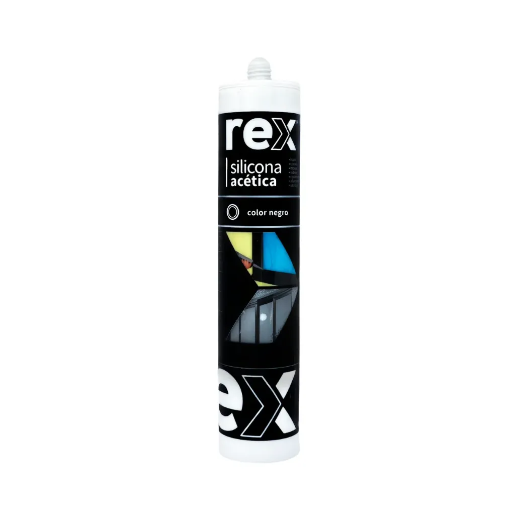 [4369] Silicona acética negro 300 cc - Rex / 30363