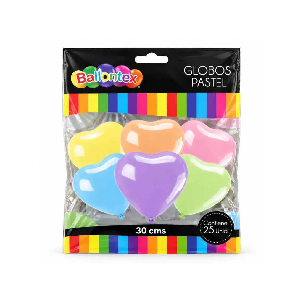 [4448] GLOBO CORAZON PASTEL NUM9 X 25UN 42770