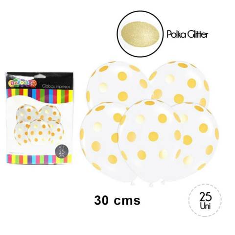 [4451] GLOBO BLANCO POLKA ORO NUM9 X 25UN 24524