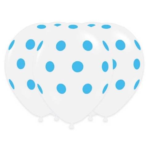 [4452] GLOBO TRANSP CELESTE POLKA NUM12 X 25UN 15869