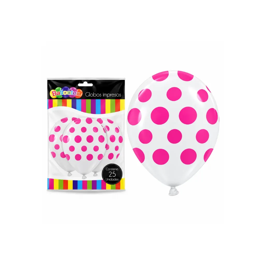 [4462] GLOBO CRISTAL PUNTO ROSADO NUM12 X 25UN 15871 - Vieri