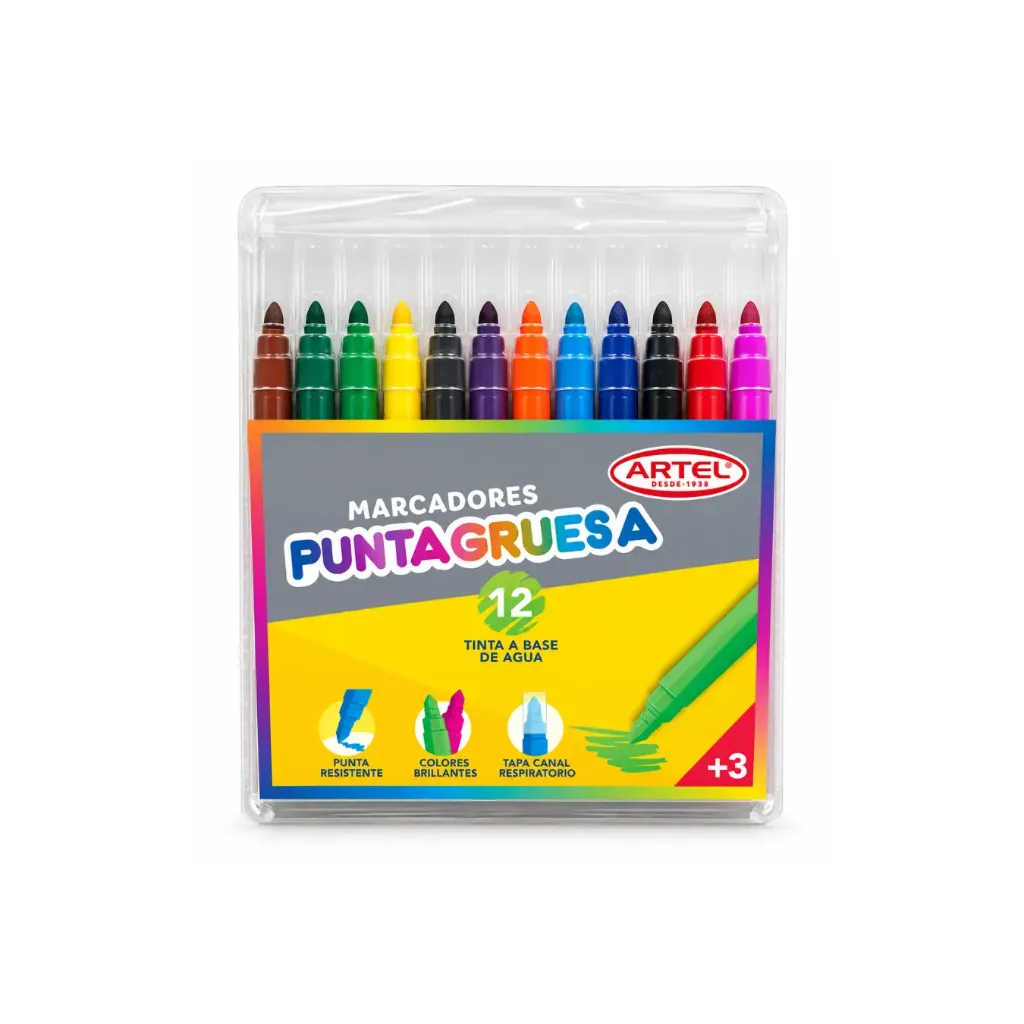 [4526] Marcadores punta gruesa 12 colores - Artel